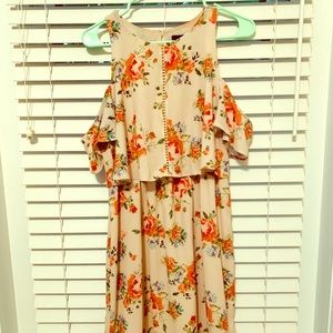 Cold Shoulder Floral Bohemian Dress